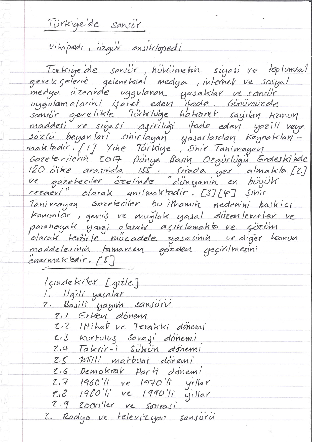 Censorship in Turkey, Handwritten