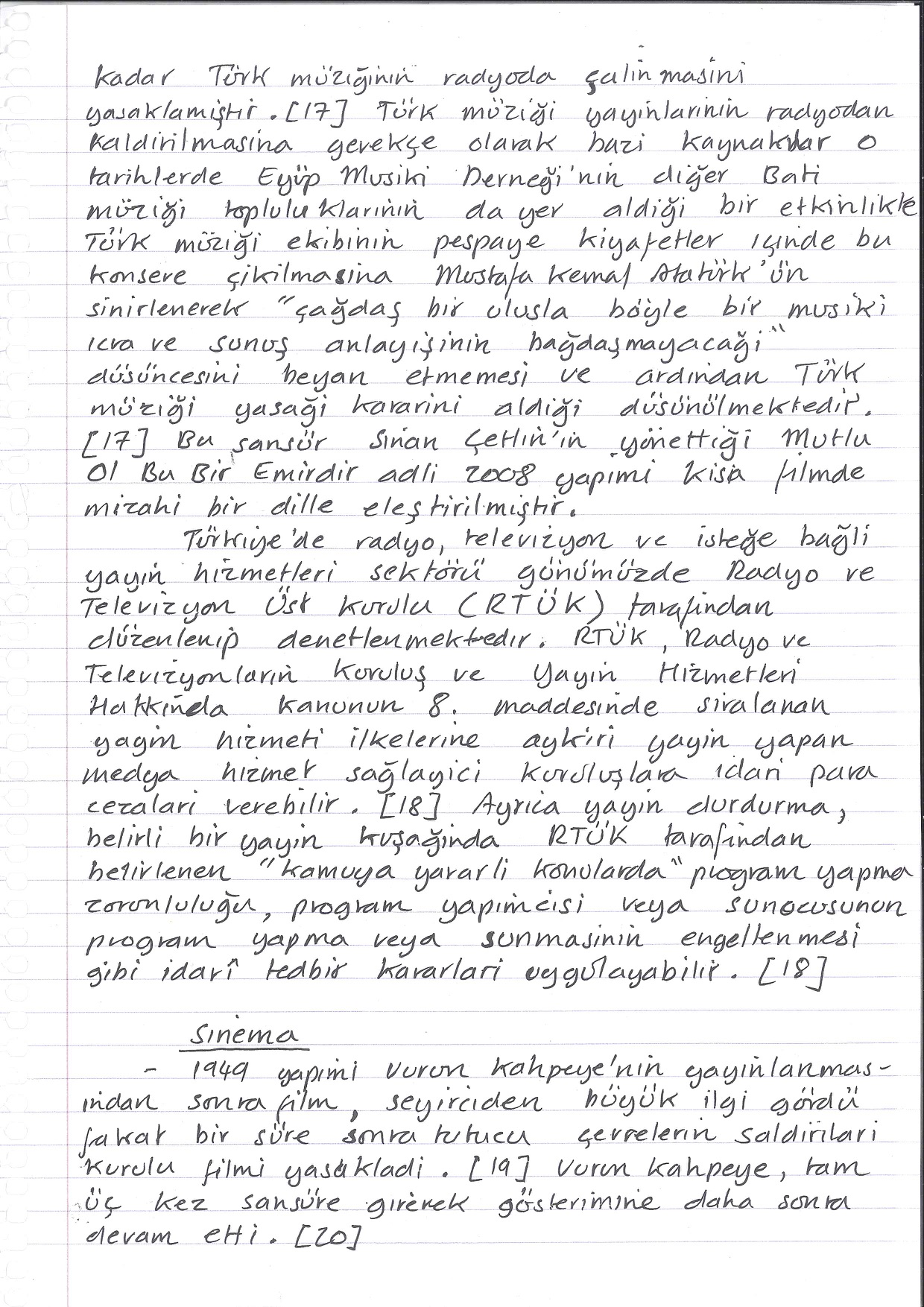 Censorship in Turkey, Handwritten