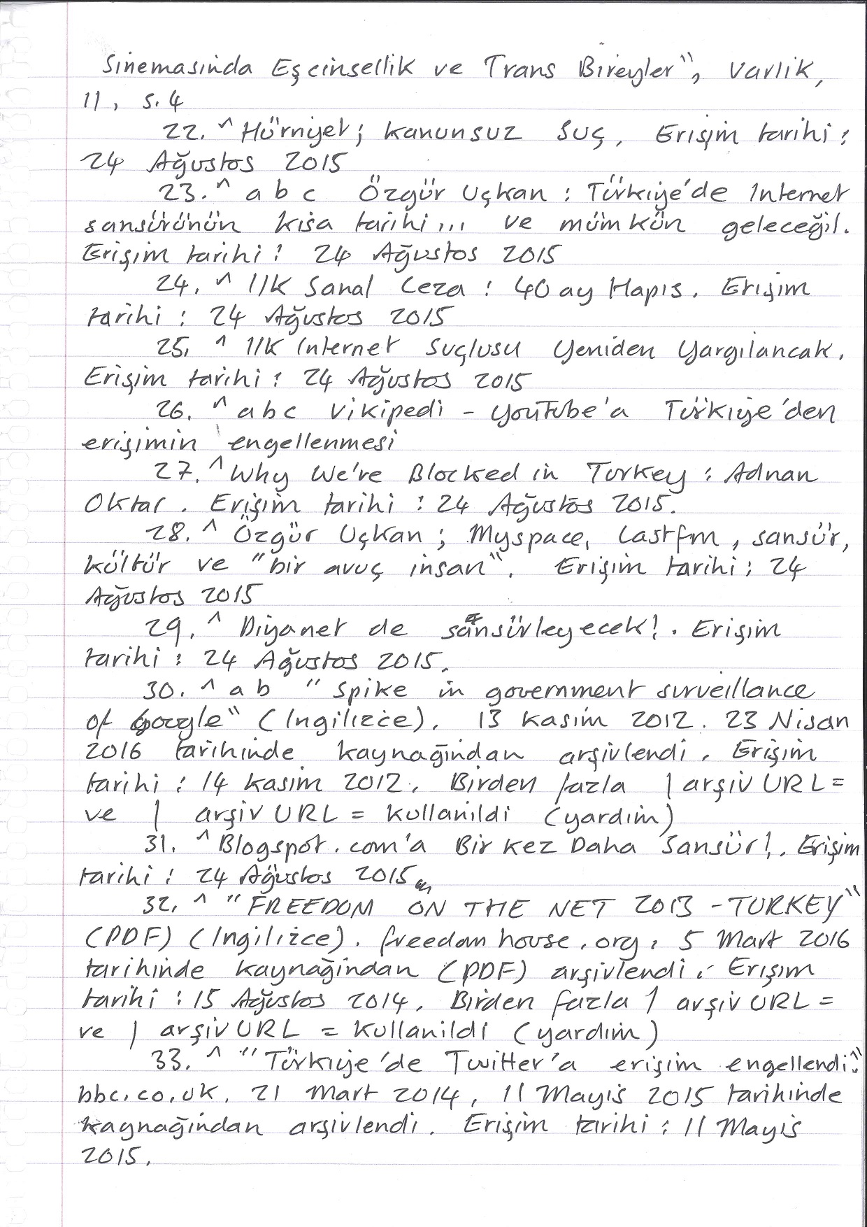 Censorship in Turkey, Handwritten