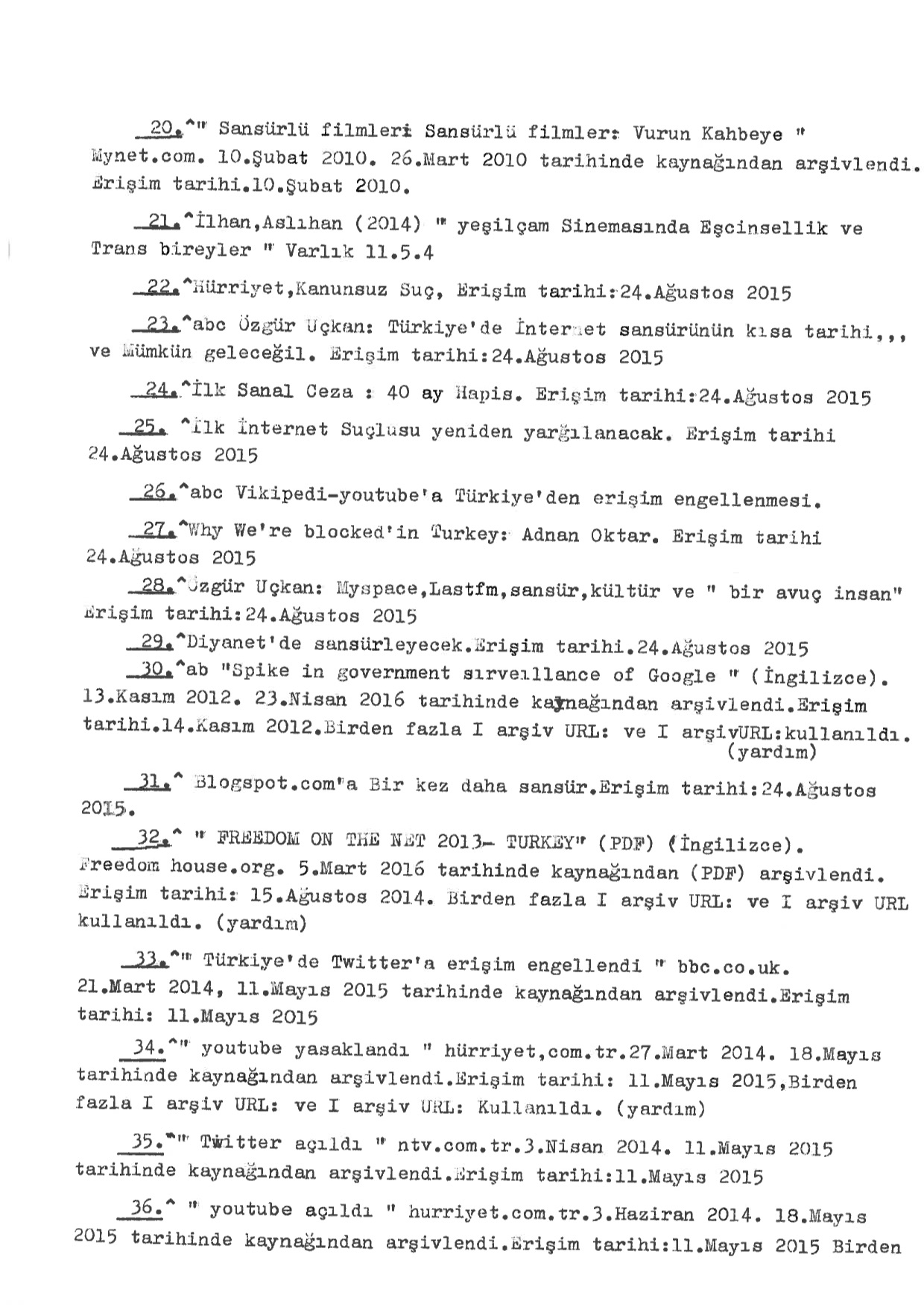 Censorship in Turkey, Typed
