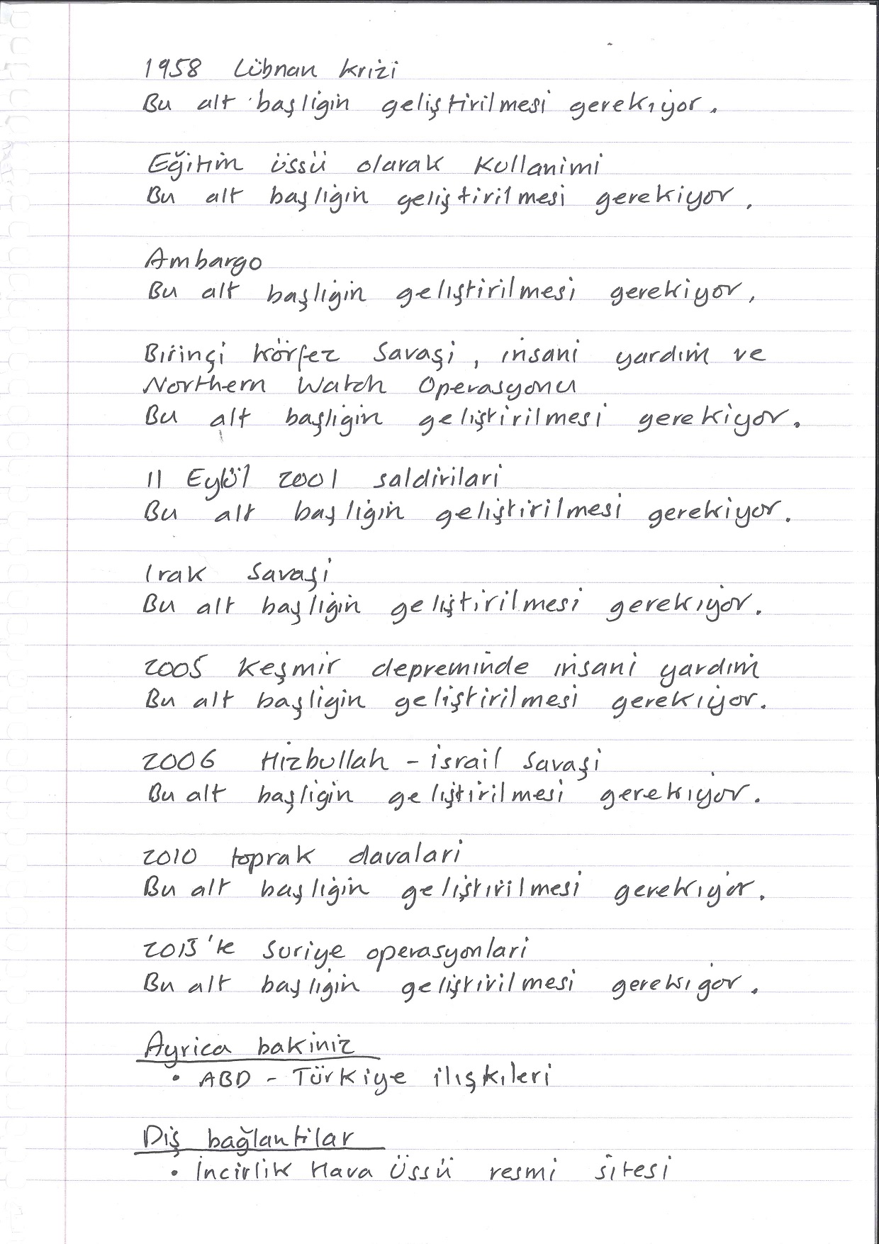 Incirlik Air Base, handwritten